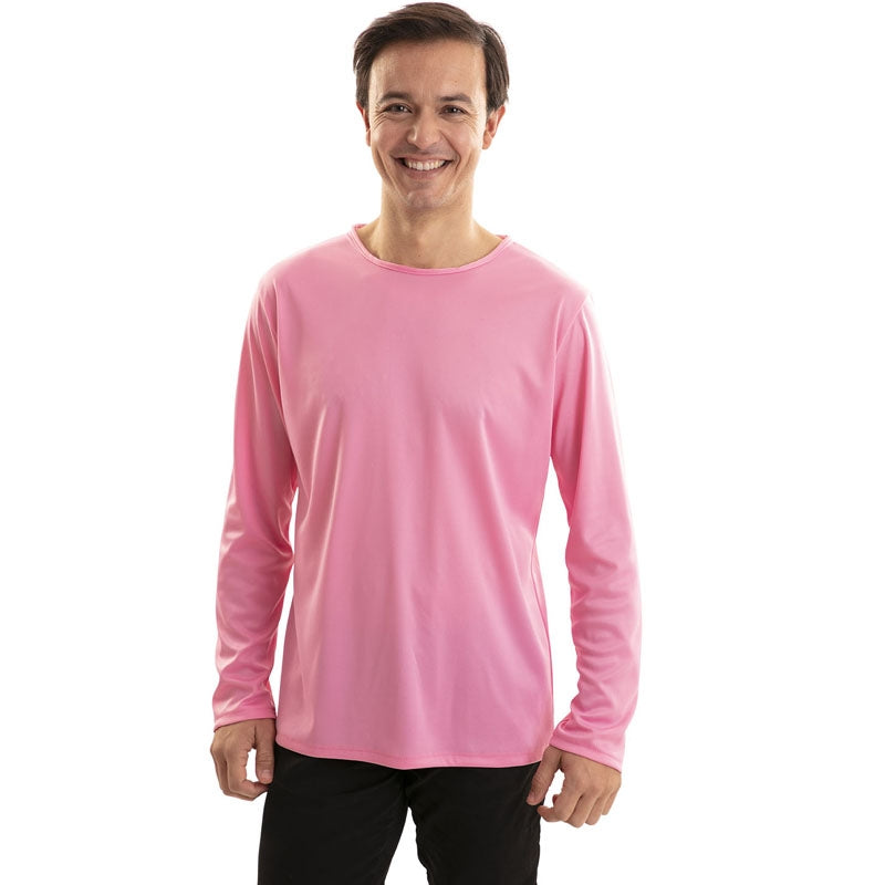 Camiseta rosa para adulto de manga larga