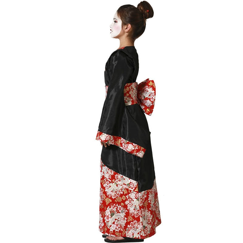 Disfraz de Geisha con kimono para niña perfil