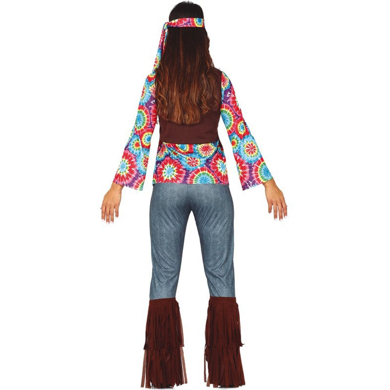 Disfraz de Hippie Woodstock para mujer espalda