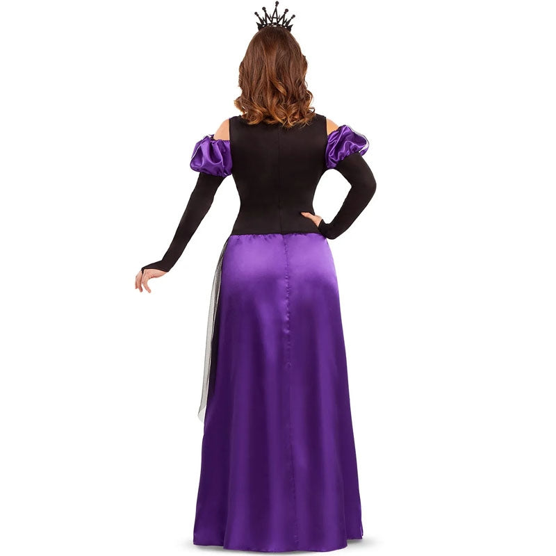 Disfraz de Reina Medieval morada para mujer espalda