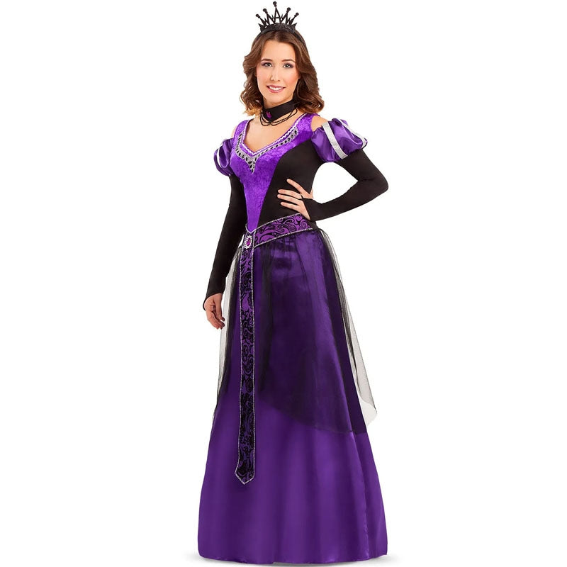 Disfraz de Reina Medieval morada para mujer perfil