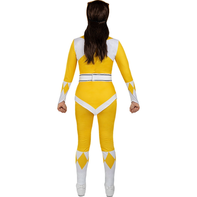 Disfraz de Power Ranger Amarillo para mujer Espalda