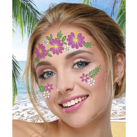 Joyas faciales con flores hawaianas