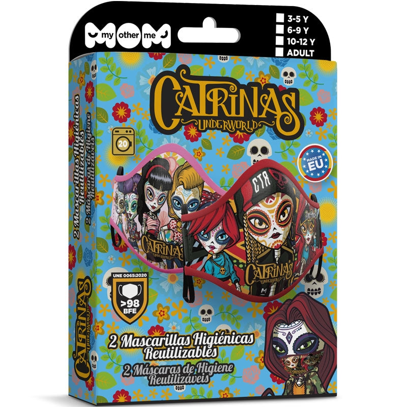 Mascarilla infantil de Catrinas Underworld packaging