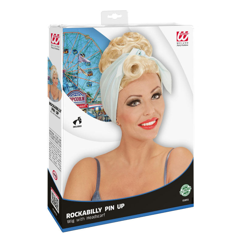 Peluca Pin Up Rockabilly rubia Packaging