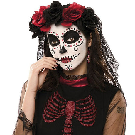 Tocado con velo Día de los Muertos