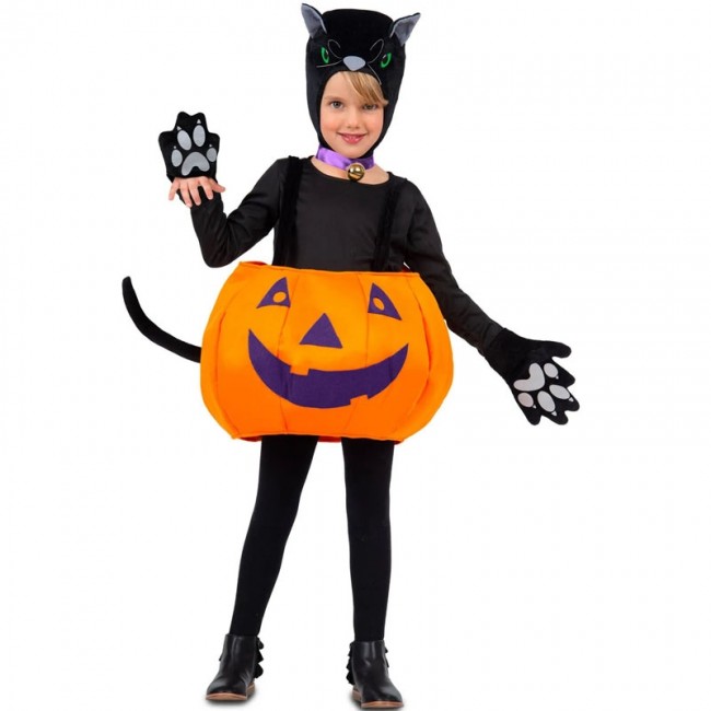 Kinder Kürbiskatze Halloween Kostüm für gruselige Partys