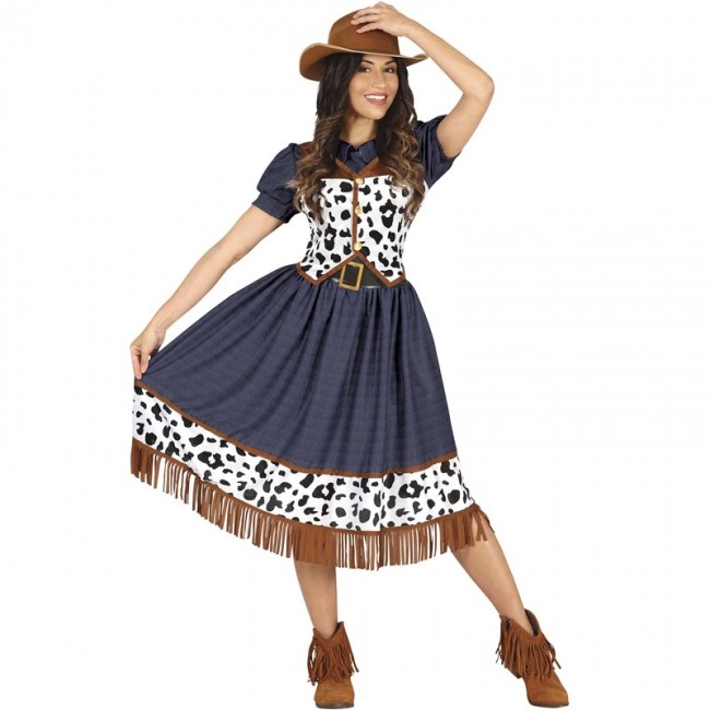 ▷ Cowgirl mit Kuhmuster Kostüm für Damen