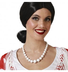 Weiße Sevillana-Halskette um Ihr Kostüm zu vervollständigen
