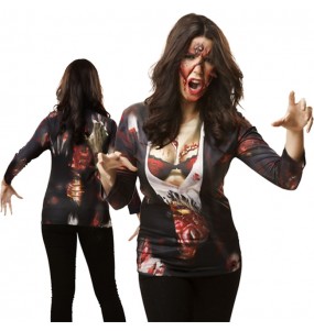 Zombie-T-Shirt Kostüm Frau für Halloween Nacht