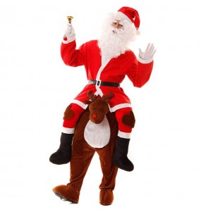 Rentier Weihnachtsmann Huckepack Erwachseneverkleidung für einen Faschingsabend