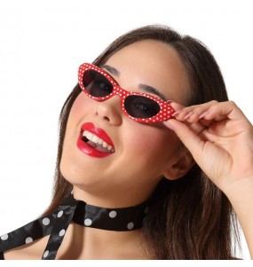 Rote Brille mit Polka Dots 60er Jahre um Ihr Kostüm zu vervollständigen