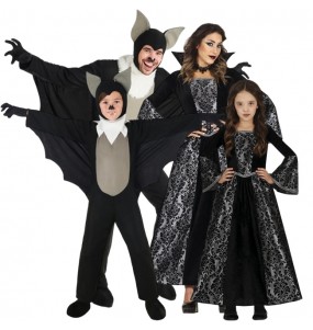 Silberne Fledermäuse und Vampire Kostüme für Gruppen und Familien