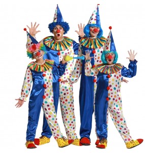 Blaue Clowns Kostüme für Gruppen und Familien