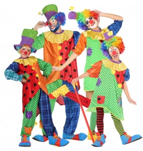 Geflickte Clowns Kostüme für Gruppen und Familien