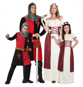Mittelalterliche Soldaten und Burgfräulein Kostüme für Gruppen und Familien