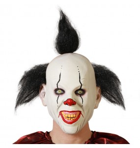 Psycho Clown Maske mit Haaren zur Vervollständigung Ihres Horrorkostüms