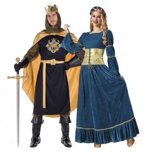 Mittelalterlicher König und Jungfrau Kostüme für Paare