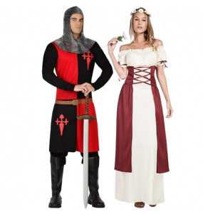 Mittelalterlicher Soldat und Dame Kostüme für Paare