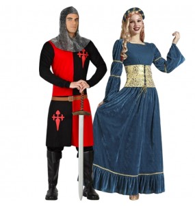 Mittelalterlicher Soldat und Jungfrau Kostüme für Paare