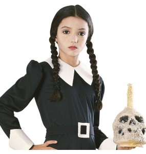 Wednesday Addams Familienkindperücke zur Vervollständigung Ihres Horrorkostüms