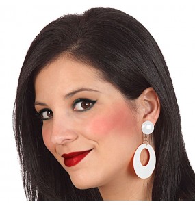 Weiße Sevillana-Ohrringe um Ihr Kostüm zu vervollständigen