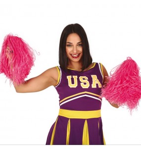 Rosa Cheerleader Pompons um Ihr Kostüm zu vervollständigen